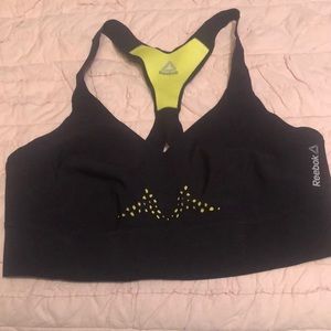 Reebok Black Sports Bra with Neon Yellow Accents